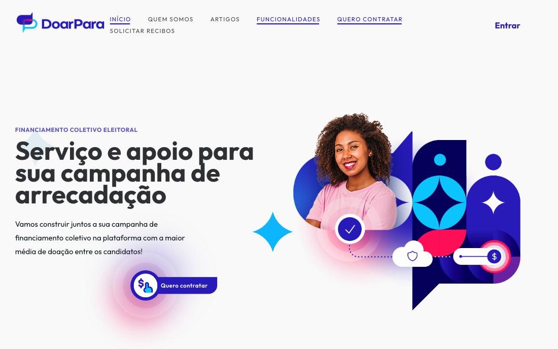 Página inicial da plataforma DoarPara